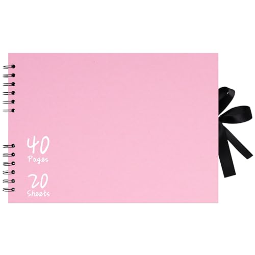 Vienrose Álbum de Fotos 29x21,5 cm, Álbum Scrapbooking DIY con 40 Páginas Papel Kraft Negro Grueso, Álbum Fotos para Pegar y Escribir para Bebé, Matrimonio, Familia y Viajes, Rosa