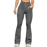 Women's Wide Leg Sports Yoga Pants Women's High Waist Casual Fashionable Loose Solid Color Bell Bottom Pants Dark Gray L