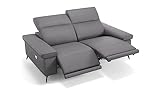 Sitzhöhe: 45 cm sofanella Ledercouch Urbana Zweisitzer Ledergarnitur Sofa - Grau