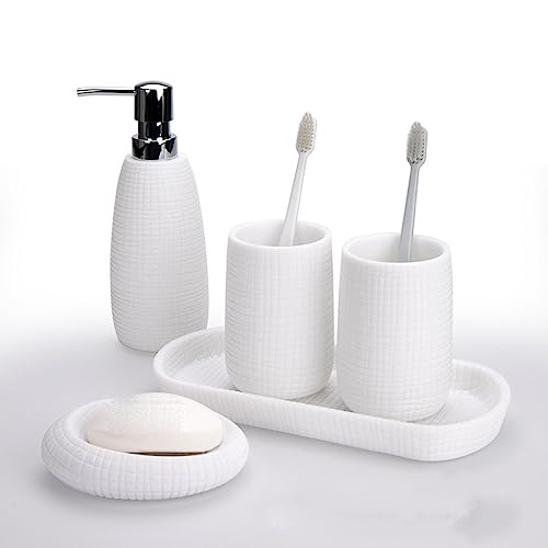 Resin Bathroom Accessories Set Soap Dish Dispenser Gargle Cup Tray Home Decor Hotel Supplies Ornament