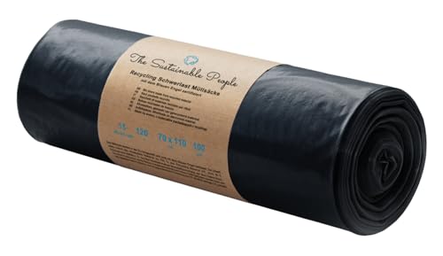 TSP Schwerlast Müllsäcke 120L - aus mind. 90% Post-Consumer-Abfällen (PE) - Blauer Engel zertifiziert - extrem reißfest - 15er Rolle unsere stärksten (100 m) - ideal für besonders schwere Abfälle
