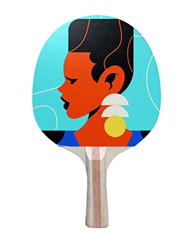 TigerTail Sports Fashion Earring Colorful Design Ping Pong Paddle, Premium 5 Ply Table Tennis Racket (Red on Back)