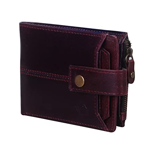Image of Crafted RFID Safe Leather Wallet for Men /Women, Bifold Trendy, Full Grain with Card Holder and Zipper Coin Pocket