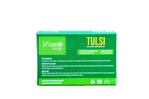 Image of Luxury Soap - Handmade Organic Ayurvedic Bath Bar with Pure Essential Oils for Glowing Skin | Sulfate-Free | For Men & Women (Pack of 3) (3, Tulsi)