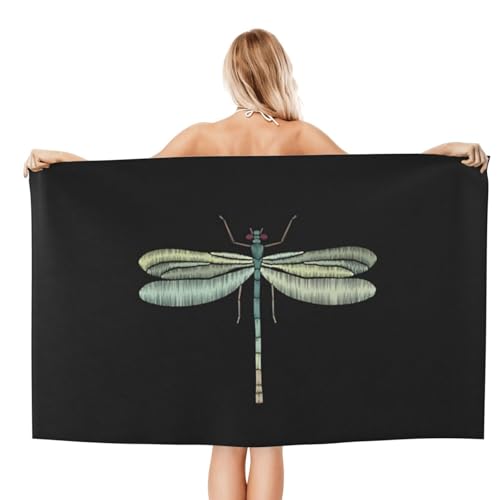 Serviette de bain microfibre libellule noire 81x132 cm