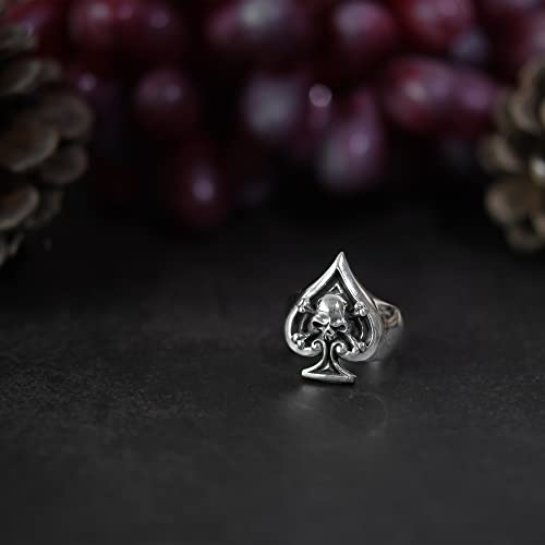 AeraVida Unique Skull in Spade Poker .925 Sterling Silver Ring3