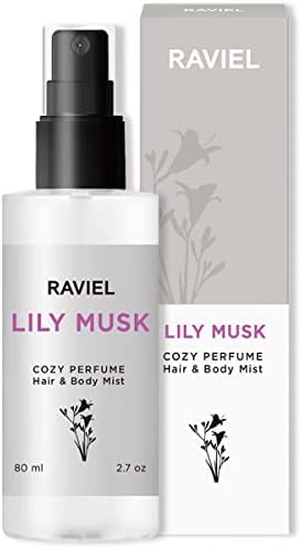 RAVIEL Cozy Perfume Hair & Body Mist Spray, Premium Floral Scent, Witch Hazel Moisturizer, Natural Body Fragrance, Nourishing & Fast Absorbing, Alcohol Free (Lily Musk) (2.7 fl oz)