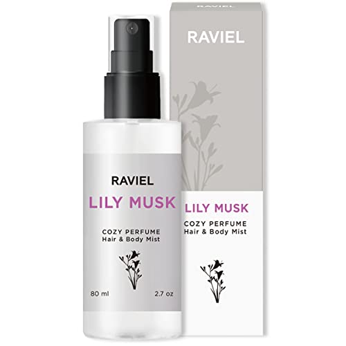 Raviel Cozy Perfume Hair & Body Mist Spray, Premium Floral Scent, Witch Hazel Moisturizer, Natural Body Fragrance, Nourishing & Fast Absorbing, Alcohol Free (Lily Musk) (2.7 Fl Oz) #TOP1