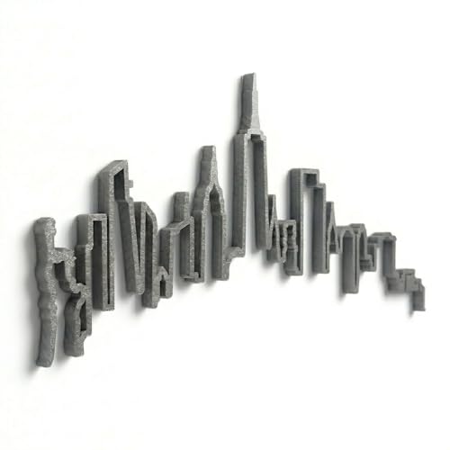 Pamani | New York City Skyline Wall Art – 3D Cityscape Wall Decor, Large 28" Modern Home Decor for Living Room, Office, Apartment, Minimalist Urban Skyline Art (Space Grey)