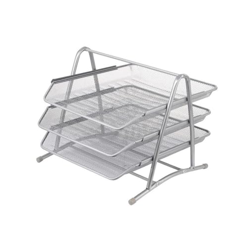 Porta documenti in metallo a tre livelli per forniture per ufficio Vassoio dati argento Sto nizer Der Sle File Rack per Home Office Desktop