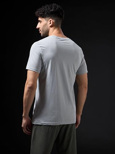 Image of TECHNOSPORT Men's Slim Fit Solid Crew Neck T-Shirt, Cotflex Quick Dry Wrinkle Resistant Polyester Sports Tee for Gym, Running, Training, Sports