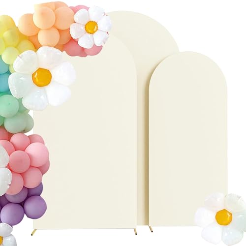 HAINARverS Set of 3 Stretchy Arch Backdrop Covers, Ivory, 6/6.6/7.2FT