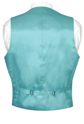 Men's SILK Dress Vest Bow Tie Solid TURQUOISE AQUA BLUE Color BowTie Set2