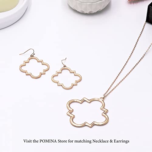 POMINA Quatrefoil Clover Gold Dangle Drop Earrings Gold Silver Two Tone Textured Trendy Fashion Earrings for Women 7