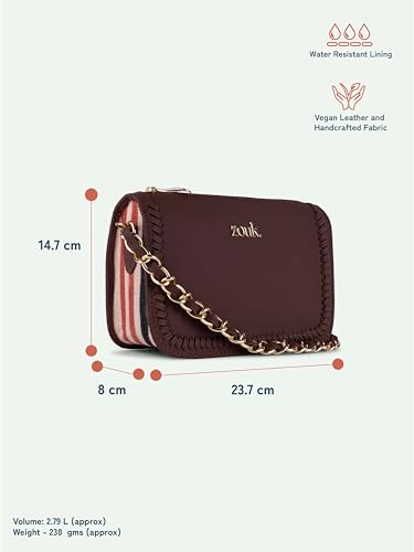 Image of ZOUK Small Shoulder Bag Bag for Women | Stylish Vegan Leather Shoulder Bag with Gold Chain Handle | Water-Resistant | Chic & Handcrafted Purse |