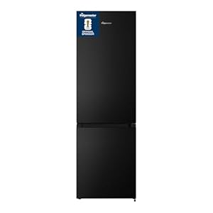 Fridgemaster MC55265EB 55cm Freestanding 269 litre 70/30 Fridge Freezer - LED Lighting- 4 Star Freezer Rating -Black - E Rated, H180 x W55 x D55.8 (cm)