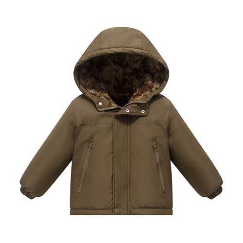 Skijacke Mädchen 164, Mädchen Daunenmantel Winter Warm Verdickte Kapuzenjacke Für Kleinkinder Kinder Oberbekleidung Isoliert Mit Weich Winddicht Kaltes Wetter (Coffee, 12-18 Months)