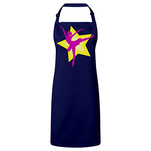 Tablier cuisine premium navy ajustable avec motif de danseuse pour adulte