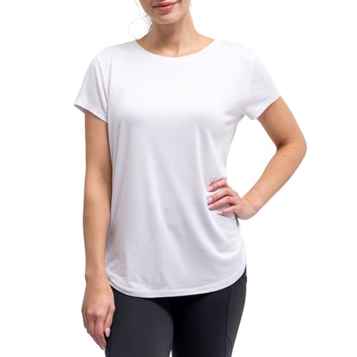 Hello Mello Women’s Sleep and Lounge Pajamas Top Short Sleeve Crewneck Lightweight Dream Tee Shirt - Bone, Small