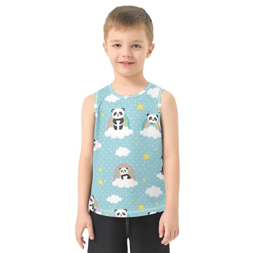 J JOYSAY Cartoon Panda Rainbow Star Boys Tank Top Sleeveless Muscle Shirts Quick Dry Sport Workout Active Kids T-Shirts 3-15T2