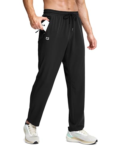 G Gradual Men's Lightweight Pants with 3 Zipper Pockets Athletic Workout Sweatpants Quick Dry Running Hiking Pants for Men Black XL