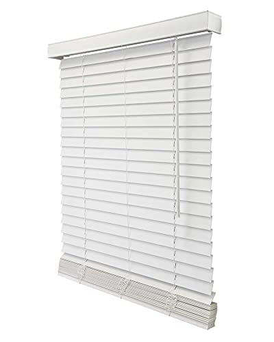 CHICOLOGY Faux Wood Blinds , Wood Blinds , Window Blinds , Window Shades , Window Treatments , Blinds & Shades , Window Shades for Home , Wooden Blinds , Basic White, 46" W X 48" H