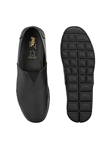 Image of HITZ Men's Black Leather Slip On Casual Shoes