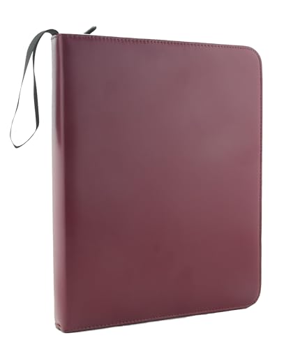 Ursae Minoris 3 D-Ring Standard Format Zipper Binder for Coins, Trading Cards, Stamps, Currency, Bank Notes, Documents, and Other Collectibles - Burgundy