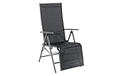 aro Outdoor Liegestuhl, Sonnenliege mit Armlehene, Stahl/Textilen-Bespannung, 8-Fach verstellbare Rückenlehne, Klappbar, Schwarz