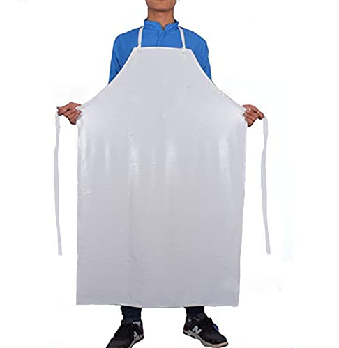 Maifunn エプロン 防水 軽量 ワークウェア 作業服 製薬工場 食品工場 実験室 厚い 多機能 防汚 H型 男女兼用 シンプル ホワイト MF0009-White-Thick