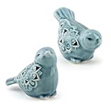 Giyochie Pair of Blue Bird for Home Decor, Farmhouse Ceramic Bird Statue Sculpture Birds Ornaments, Small Decor for Shelves Entryway TV Stand Bookcase, Garden Micro Landscape Accessories