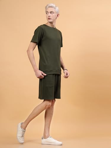 Image of Rigo Cotton Blend Waffle Knit Self Textured Co-Ord Set For Men's|Night Suit Set|Lounge-Wear Pajama Set|Night Wear, Beach Wear, Vacation Wear