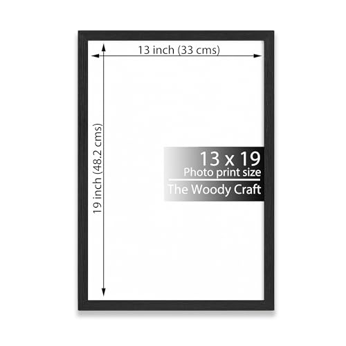 Image of 13x19 Photo Frame | Black Photo Frame For Wall Made For Statement Displays | Wall Frame For Home Decoration | Wooden Photo Frame With Crisp Look | Poster Frame For Artistic Creations