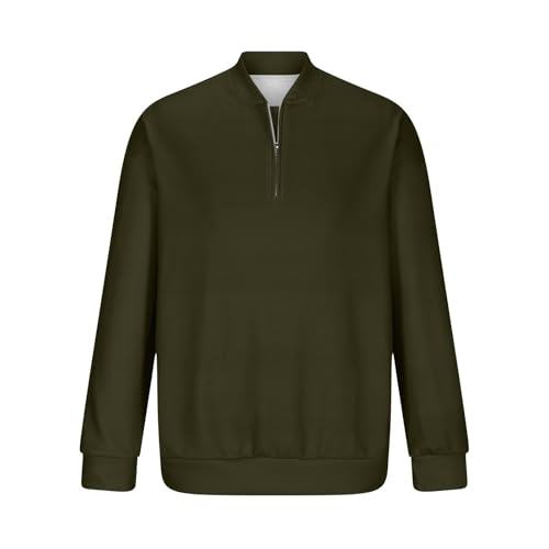 Men's Vintage Half Zip Pullover Shirts Tops Stylish Casual Long Sleeve Stand Collar Sweatshirts with Elbow Patches4