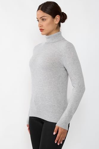 Image of JENNIE LIU Women's 100% Pure Cashmere Long Sleeve Pullover Turtleneck Sweater