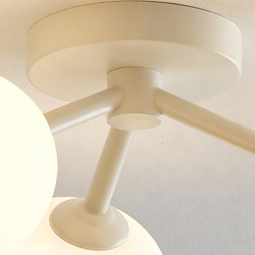 Lámpara de techo Sputnik de 3 luces blanca y dorada semiempotrada 5