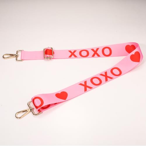 Image of Valentine's Day Purse Strap Replacement Red Pink Heart XOXO Bag Strap Conversation Heart Crossbody Purse Strap Valentine's Day Accessories Gifts (Style A)