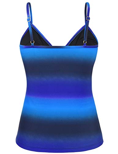 Image of Hilor Women's Tankini Tops Shirred Ruffled Swimsuits V Neck Swimwear Top