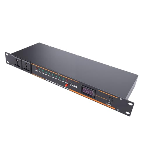 Jectse - Jectse Conditionneur de Séquenceur de Puissance à 10 Prises, Régulateur de Tension de Contrôleur de Puissance Numérique Audio à Montage en Rack avec Affichage Numérique pour Instruments (Prise UE)