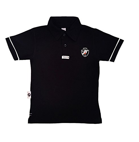 Camisa Polo Manga Curta Vasco, Rêve D'or Sport, Criança unissex, Preto/Branco, 2