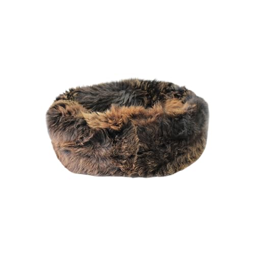 Sheep Dreams Lammfell Hunde- & Katzenbett – kuschelig, hochwertig & gemütlich | 100% Natürliche Merino Schafswolle | inklusive Pflegebürste und Anleitung | (Braun, Ø60)