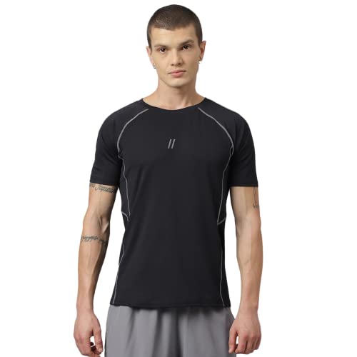 Image of ATICX Men's Slim Fit Polyester Half Sleeve T Shirt - Quick Dry Lycra Sports Compression Training Tee for Gym, Running