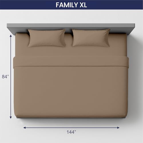 Image of SGI bedding 144 inchx84 inch 4 Pc Family XL Sheet Set 600 TC 18 inch Deep, Taupe