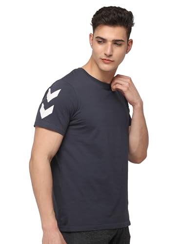Image of hummel Legacy Round Neck Cotton Rich Half Sleeve Solid Regular fit Cottonpoly T-Shirt for Men Comfortable Soft Breathable Fabric Stretchable for Everyday Use Ideal for Casualwear