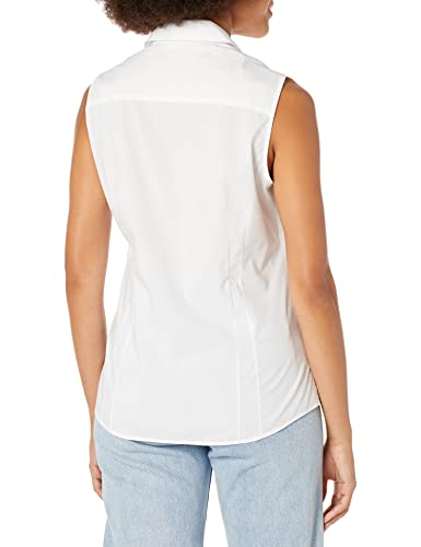 Foxcroft Womens Taylor Sleevless Non Iron Stretch Button Down Shirt, White, 12 Us #TOP1