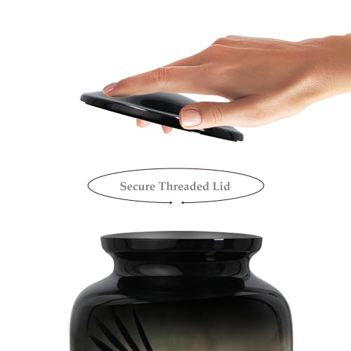 Image of Trupoint Memorials Cremation Urns for Human Ashes, Military and Patriotic Decorative Burial Urn for Verteran Adult Men and Women, Large Black