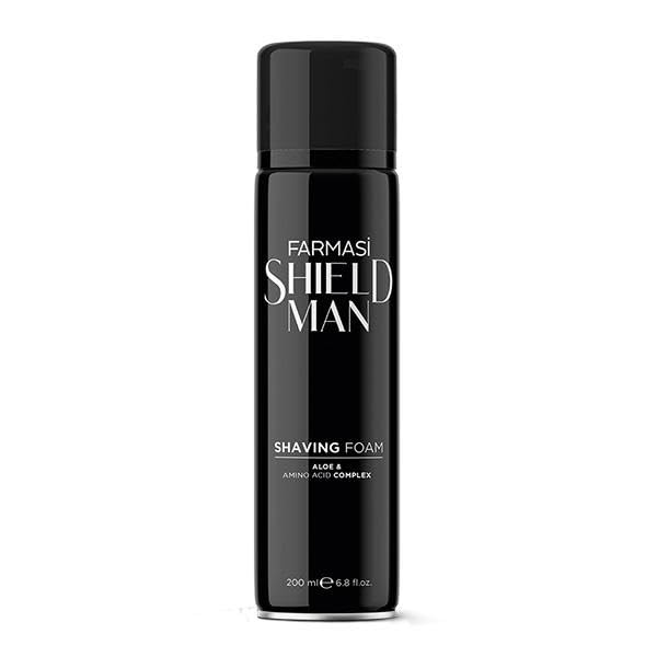 Farmasi Shield Man Amino Acid Shaving Foam - Smooth Comfortable Shave Hydrating Irritation Protection Rich Lather Close Shave All Skin Types - 200ml/6.76flOz, White
