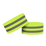 EYAKEG 2 Pieces Reflective Bands Reflector Bands for Wrist, Arm, Ankle, Leg, High Visibility Reflective Gear Safety Reflector Tape Straps for Night Walking, Cycling and Running, Green