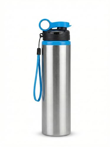 Image of Water Bottle 1 LTR Stainless Steel Sports /Fridge Bottle with Sipper Cap | Single Wall | for Home, Office, Gym, Travelling (Blue)