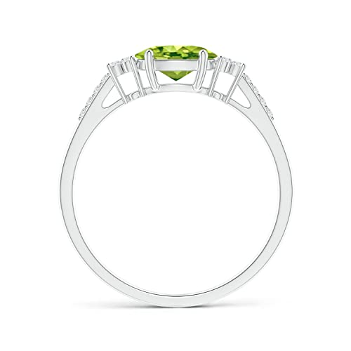 Angara Natural Peridot Ring for Women | Horizontally Set Oval Peridot Solitaire Ring in 14K Solid Gold/Sterling Silver/Platinum | August Birthday, Gemstone Jewellery Gift2